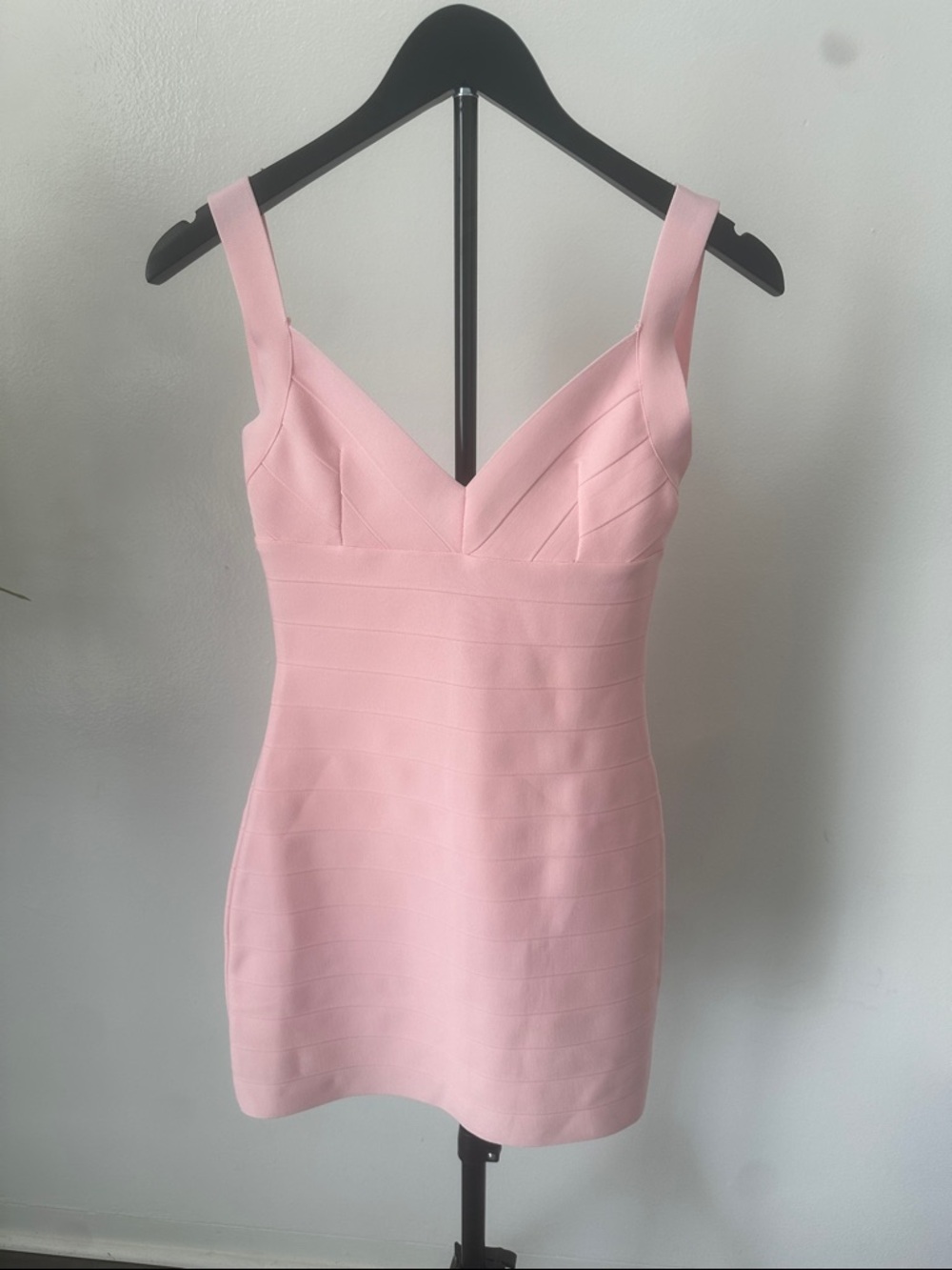 Pink V-Neck Bandage Mini Dress